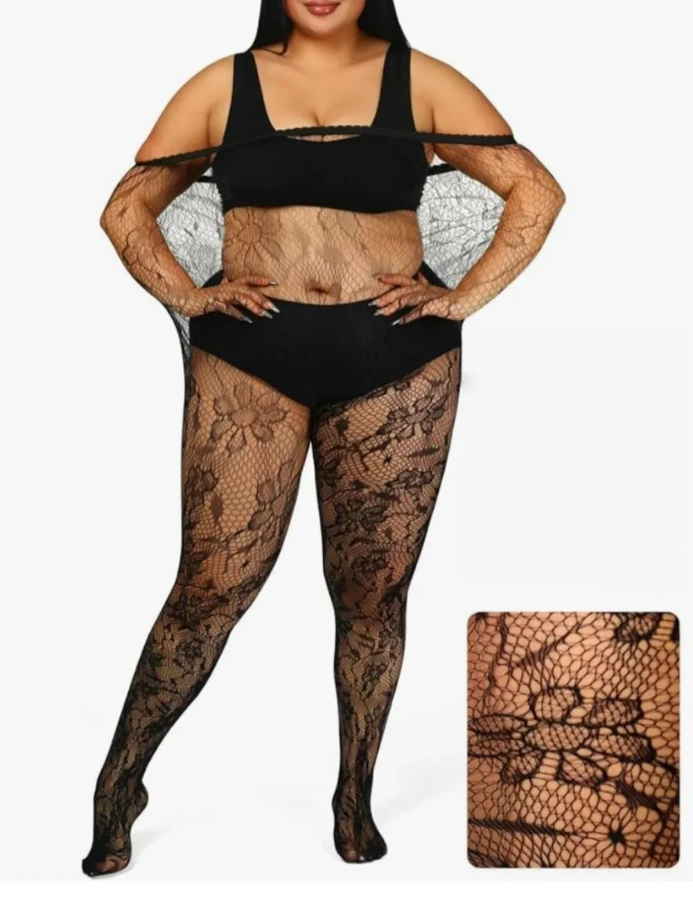Floral Lace Plus Size Tights 1 pack
